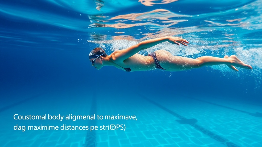 수영 중 올바른 수평 정렬을 유지하여 저항을 줄이고 DPS를 높이는 자세 교정 예시