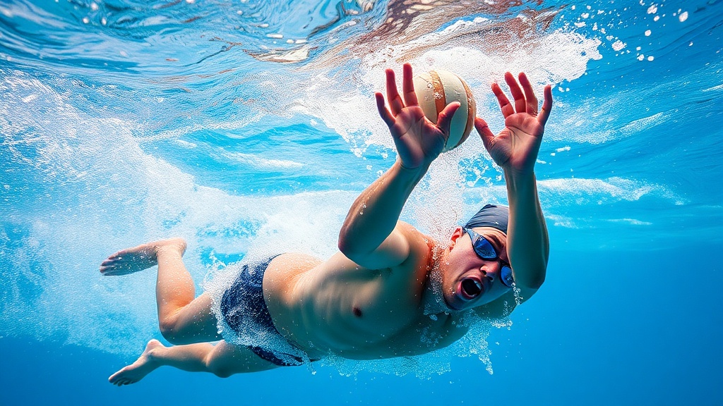 수중에서 물을 잡는 캐치 동작을 정확하게 수행하는 수영 선수의 모습
